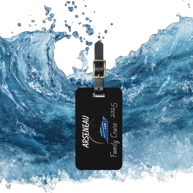  FAMILY CRUISE  Black Personalise Luggage Tag (Creator Uploaded)