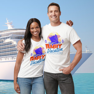 Family Cruise Blue Orange Sunset T-Shirt