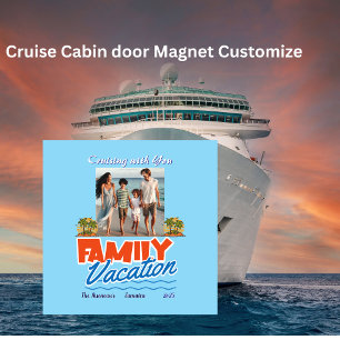 Family Cruise Blue Tropical Flexible Photo Magnet