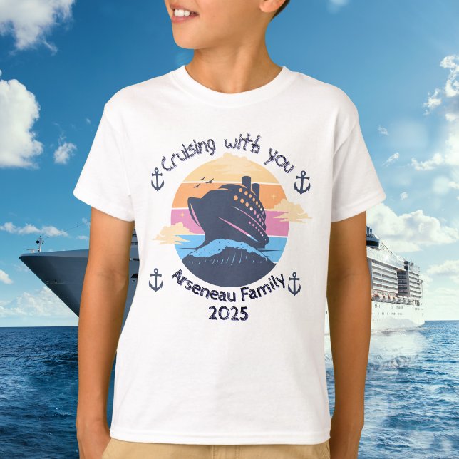 Family Cruise  Blues KIDS Personalise T-Shirt (Personalize For Family Cruise,)