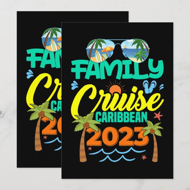 Family Cruise Caribbean 2023 Summer Vacation Holiday Card (Front/Back)