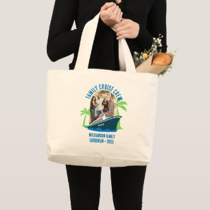 FAMILY CRUISE CREW Photo Destination Vacation Large Tote Bag