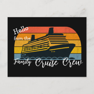 Family Cruise 'Hello' Sunset Black Personalise Postcard