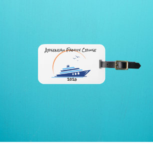 FAMILY CRUISE Orange  Blue Personalise Luggage Tag