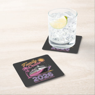 Family Cruise Squad 2026 Vacation Matching Trip Square Paper Coaster