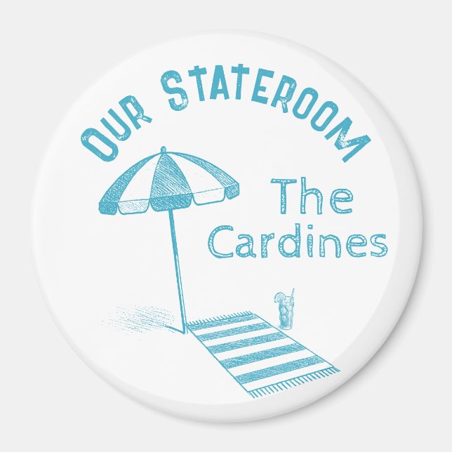 Family Cruise Stateroom Door Marker Beach Umbrella Magnet (Front)