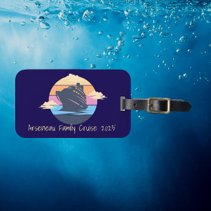 Family Cruise Sunset Personalise Luggage Tag