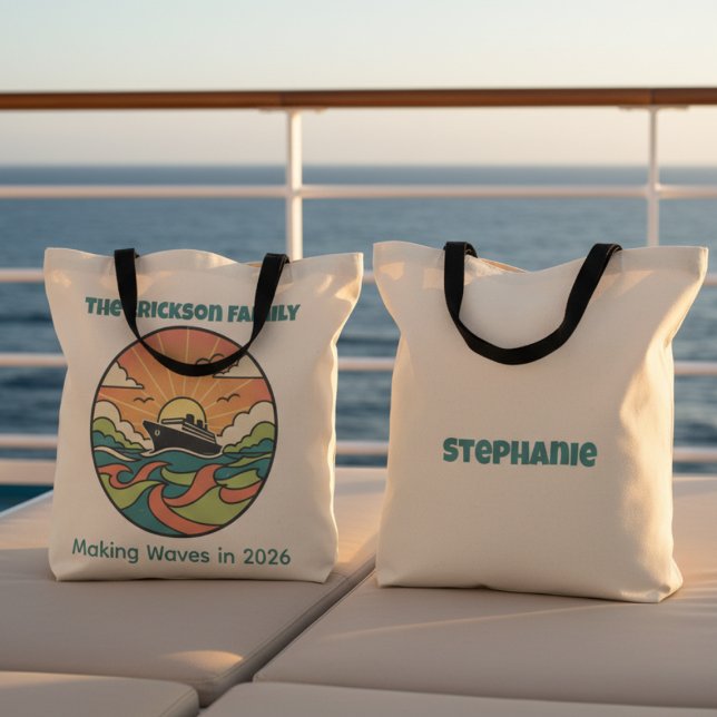 Family Cruise Tote Bag - Ocean Sunset Theme (Family Cruise Tote Bag - Ocean Sunset Theme)