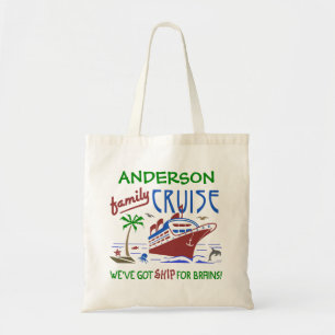 Family Cruise Vacation Funny Ship Custom Name Tote Bag