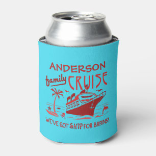 Family Cruise Vacation Funny Ship   Custom Name V5 Can Cooler