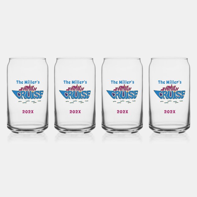 Family Cruise Word Art Custom Can Glass (Front)