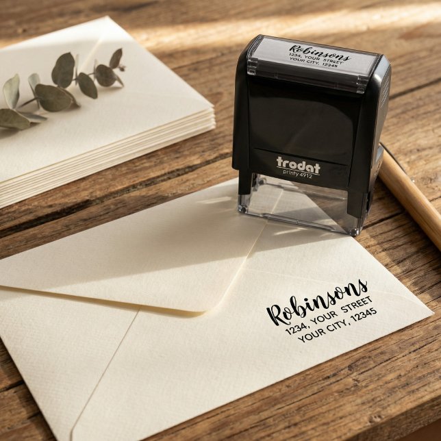 Family custom name  return address rubber self-inking stamp (Creator Uploaded)
