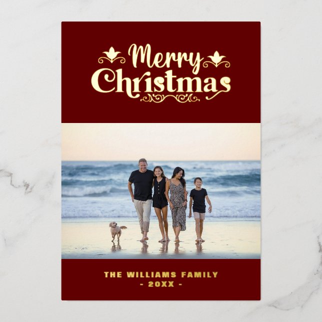 Family Custom Photo Merry Christmas Simple Modern (Front)