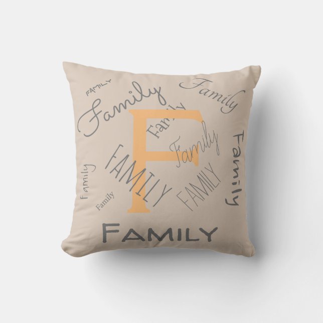 family, customisable text, monogram, name cushion (Front)