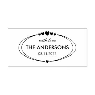 Family customisable text, with love and date self-inking stamp