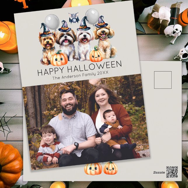 Family Cute Happy Halloween Holiday Postcard (Creator Uploaded)