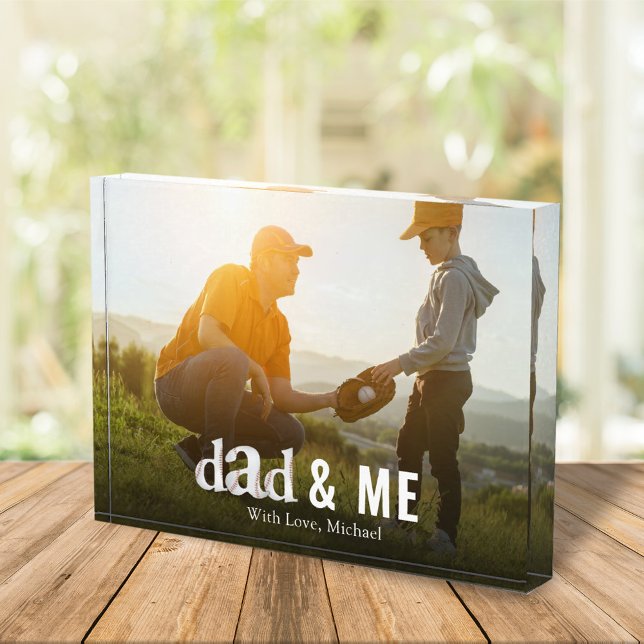Family Cute Quote Simple Dad Baseball Photo Block (Creator Uploaded)