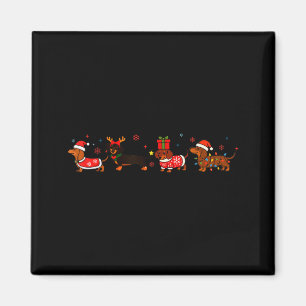 Family Dachshund Santa Sleigh Reindeer Snow Christ Magnet