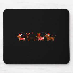 Family Dachshund Santa Sleigh Reindeer Snow Christ Mouse Pad