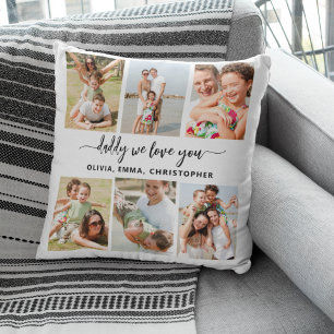 Family Dad - Father's Day Photo Collage Cushion