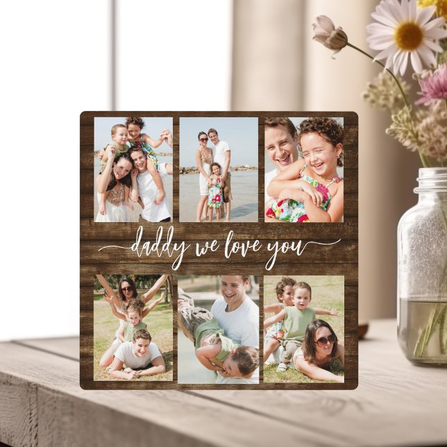 Family Dad - Father's Day Wood Photo Collage Plaque (Creator Uploaded)