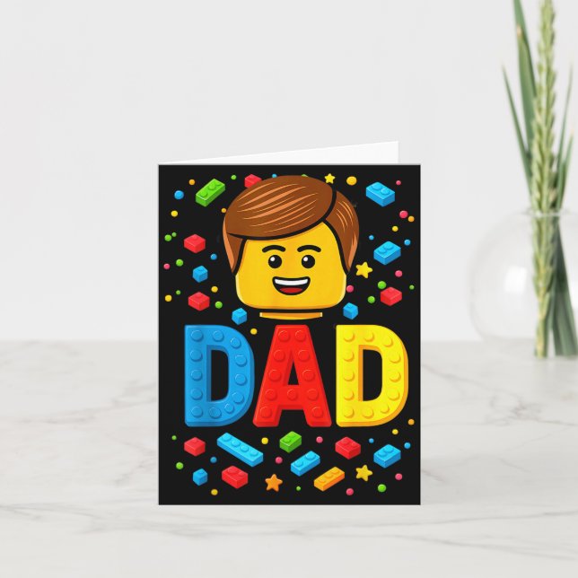 Family Dad Master Builder Building Bricks Blocks Card (Front)