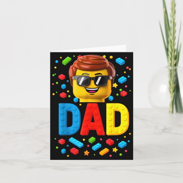 Family Dad Master Builder Building Bricks Blocks Card (Front)