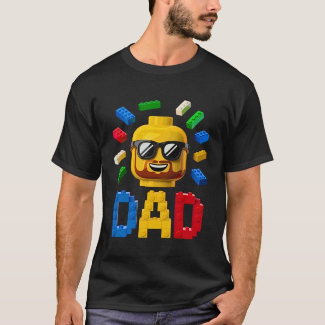 Family Dad Master Builder Building Bricks Blocks F T-Shirt (Front)