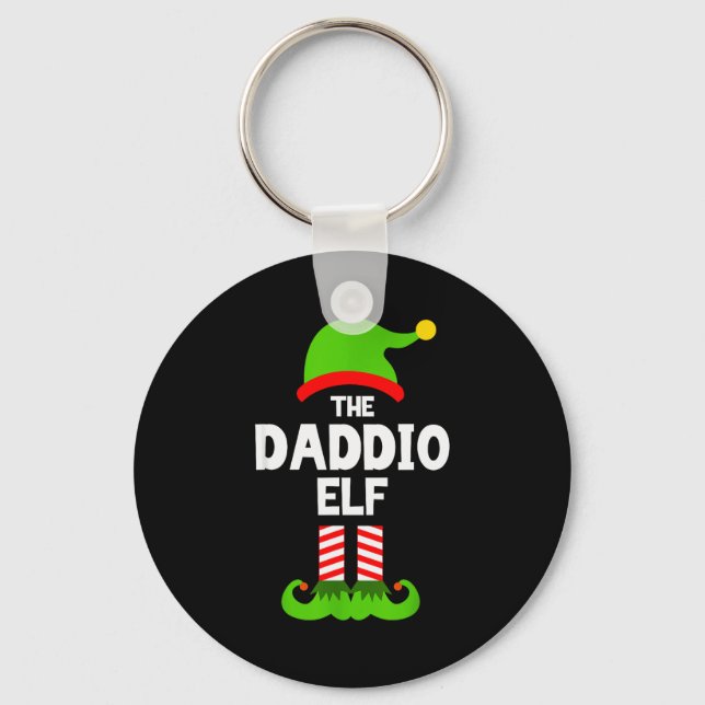 Family Daddio Elf Christmas Matching Pajama Funny  Key Ring (Front)