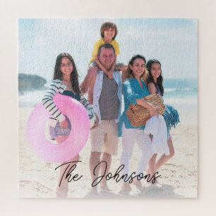 Family Day Modern Photo Name Personalised Jigsaw Puzzle
