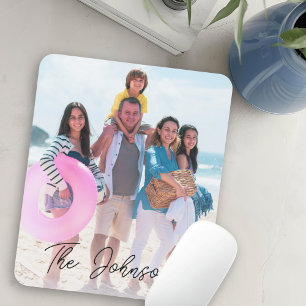 Family Day Modern Photo Name Personalised Mouse Pad