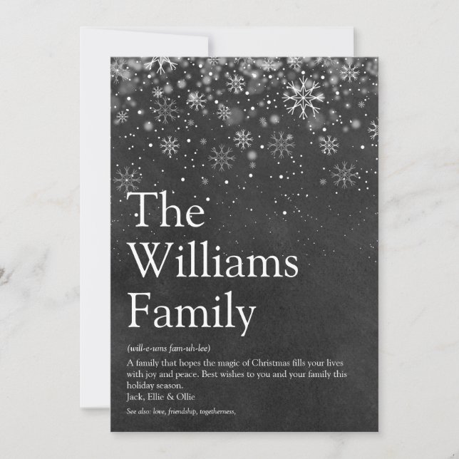 Family Definition Chalkboard Christmas Message Holiday Card (Front)