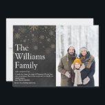 Family Definition Chalkboard Christmas Photo Holiday Card<br><div class="desc">Share your family's definition of what the Christmas holiday season means to you with these elegant,  boho holiday cards. Featuring your special photo,  family name and holiday message set in modern typography,  and elegant gold snowflakes on a chalkboard background. Designed by Thisisnotme©</div>