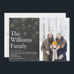 Family Definition Chalkboard Christmas Photo Holiday Card<br><div class="desc">Share your family's definition of what the Christmas holiday season means to you with these elegant,  boho holiday cards. Featuring your special photo,  family name and holiday message set in modern typography,  and elegant gold snowflakes on a chalkboard background. Designed by Thisisnotme©</div>