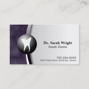 Family Dentist Business Card - Tooth Purple White