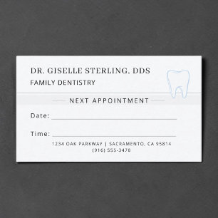 Family Dentistry Dentist Tooth Appointment Card