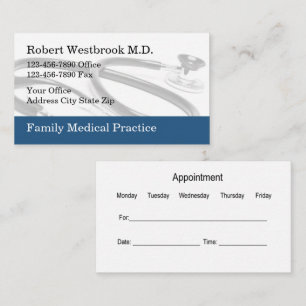 Family Doctor Appointment Template Business Cards