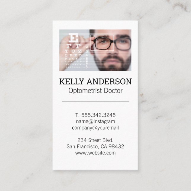 Family Doctor | Practice MD | Optometry Test Business Card (Front)