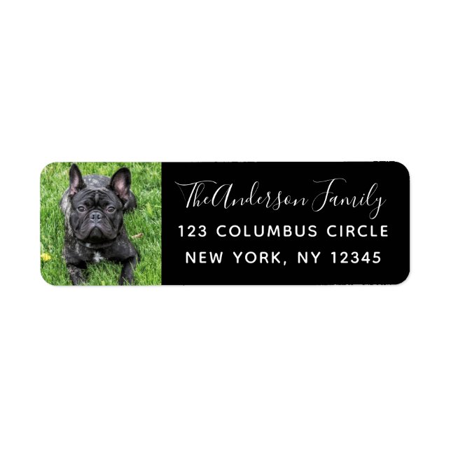 Family Dog Photo Black Custom Return Address (Front)