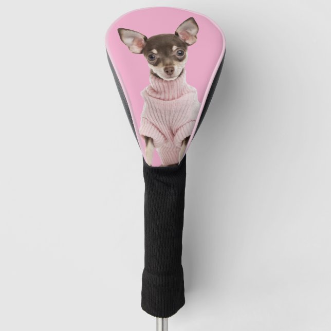 Family Dog Photo Pink Golf Head Cover (Front)