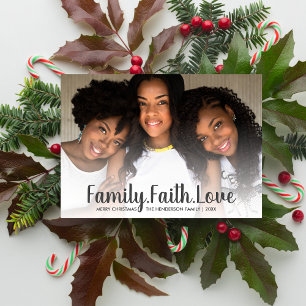 Family Faith Love Your Text Merry Christmas Photo Holiday Card