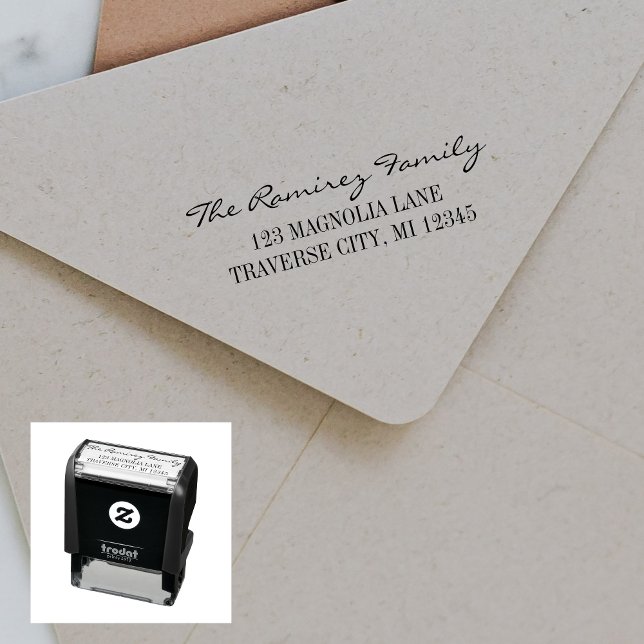 Family Fancy Return Address Self-inking Stamp (Creator Uploaded)