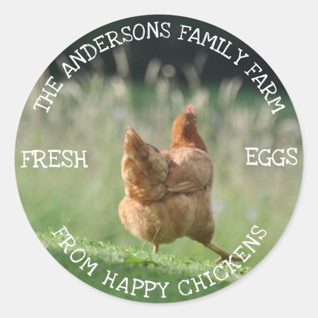 Family Farm Custom Funny Chicken Photo Farmers Classic Round Sticker (Front)