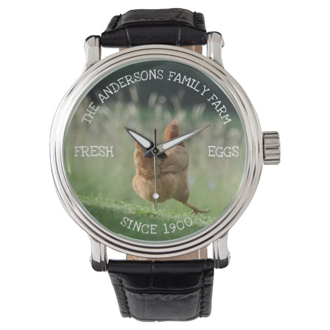 Family Farm Custom Funny Chicken Photo Farmers Watch (Front)