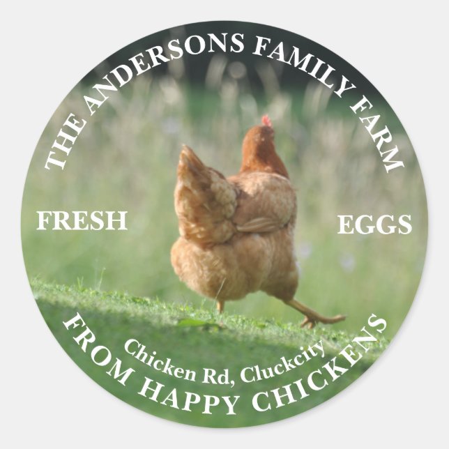 Family Farm Custom Funny Chicken Photo Template Classic Round Sticker (Front)