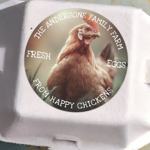 Family Farm Custom Photo Template Cute Chicken Classic Round Sticker