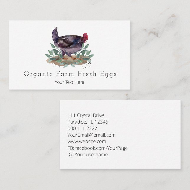 Family Farm Fresh Eggs Chickens Organic Gardening  Business Card (Front/Back)