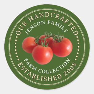 Family Farm Produce Label Tomatoes on Green Logo