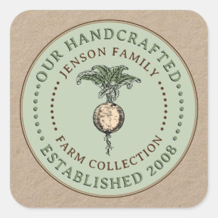 Family Farm Produce Label Turnip Green on Kraft