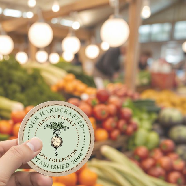 Family Farm Produce Label  Turnip on Green Logo  (Creator Uploaded)